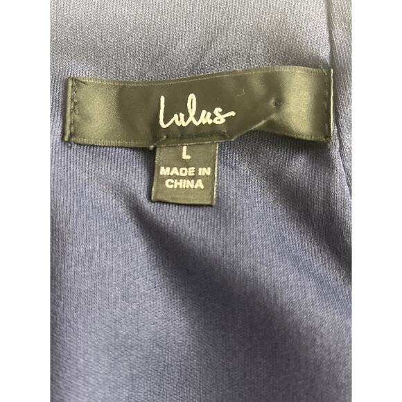 Lulu’s Making Magic Navy Blue Fringe Lace-Up Mini Dress Size Large - Picture 7 of 8